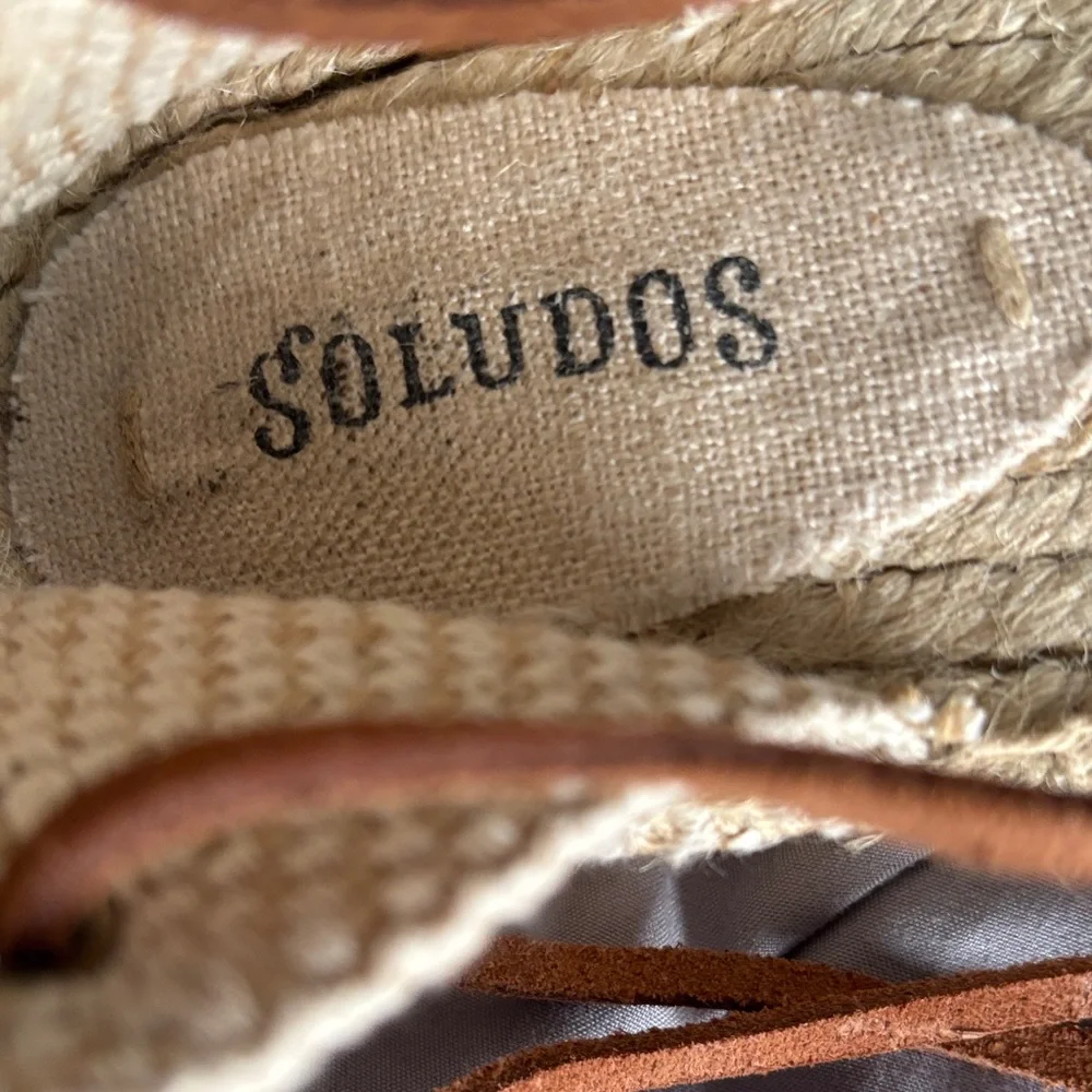 Soludos Tan Leather Lace-Up Espadrilles